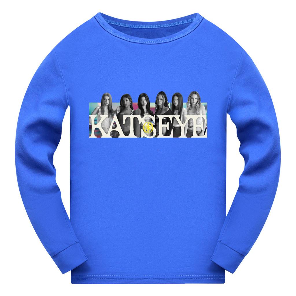 5350 Dětské dívčí tričko s dlouhým rukávem Vzor s potiskem KATSEYE