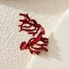 Exaggerated Red Color Metal Coral Shaped Opening Rings For Women Summer Irregular Geometric Punk Ring Jewelry Gift