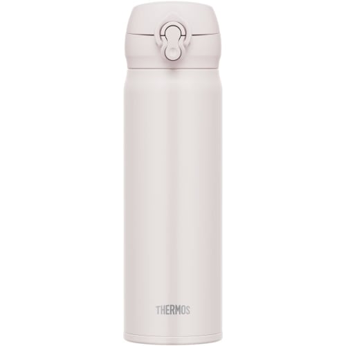 Thermos Vacuum Insulated Portable Mug, 500ml, Ash White, Removable Spout for Easy Cleaning, Lightweight, One-Touch Opening, Stainless Steel Bottle, Ke