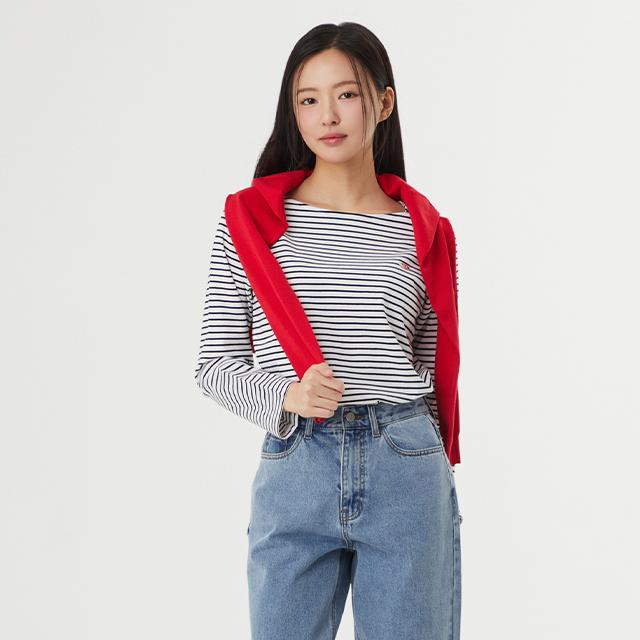 Plastic Island Striped Boat Neck T-Shirt Pr7Cl201 Blue/M