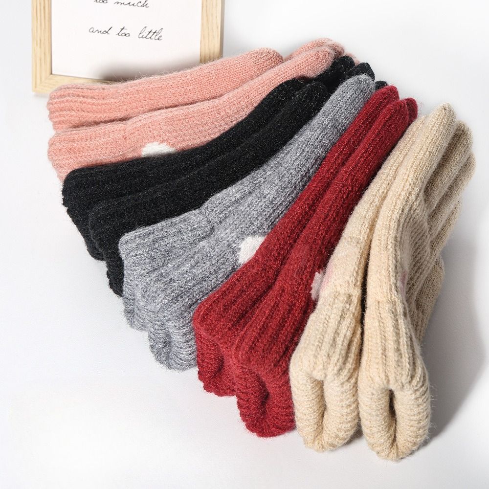 Women's Knitted Gloves Winter Velvet Thickened Warm Gloves Solid Color Touchscreen Gloves