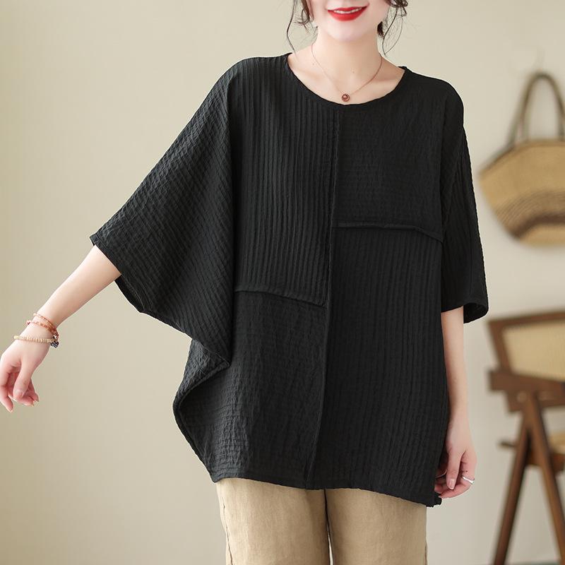 

Женские летние повседневные футболки с круглым вырезом, однотонные, свободные, с коротким рукавом, хлопок XL чёрный