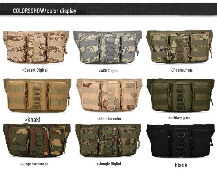Tactical Camouflage Waterproof Fanny Pack for Outdoor, Cycling, and Mountaineering with Three Compartments