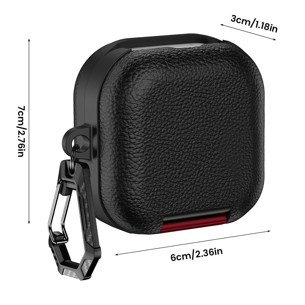 PU Leather Earphone Cover For Samsung Galaxy Buds 4/Buds4 Pro Soft TPU Protection Shockproof With Carabiner Phone Stand Cases