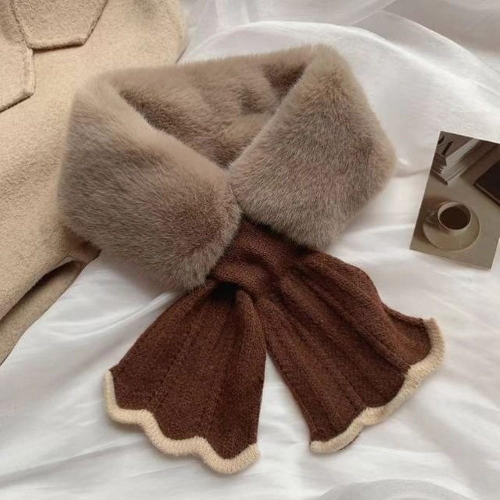 Comfortable Faux Rabbit Hair Winter Scarf Thick Soft Knit Scarf Windproof Silky Neck Guard Scarves Outdoor Neckwear