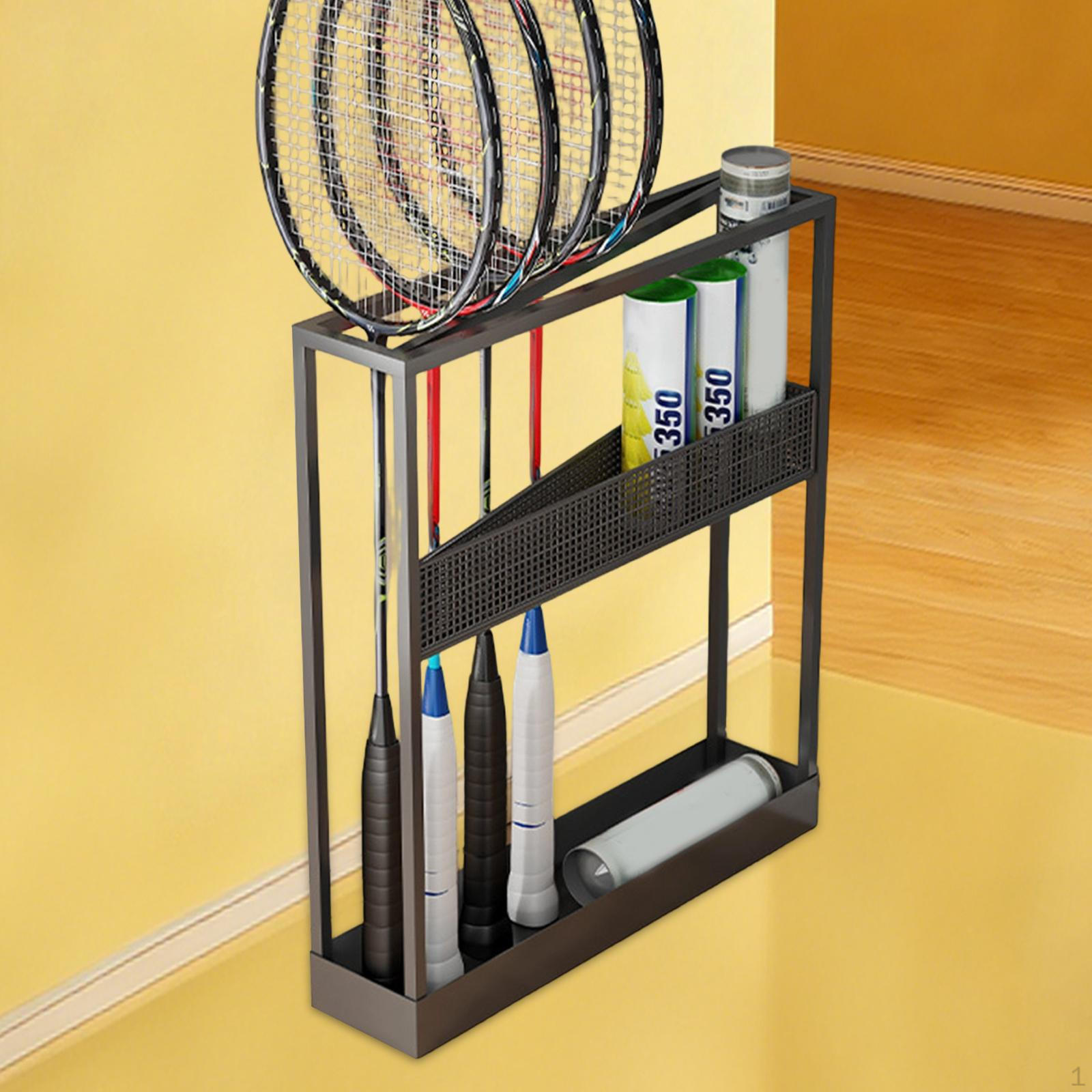 

Badminton Racket Holder Tennis Stand Display Easy to Install Multipurpose Organizer Sturdy чёрный