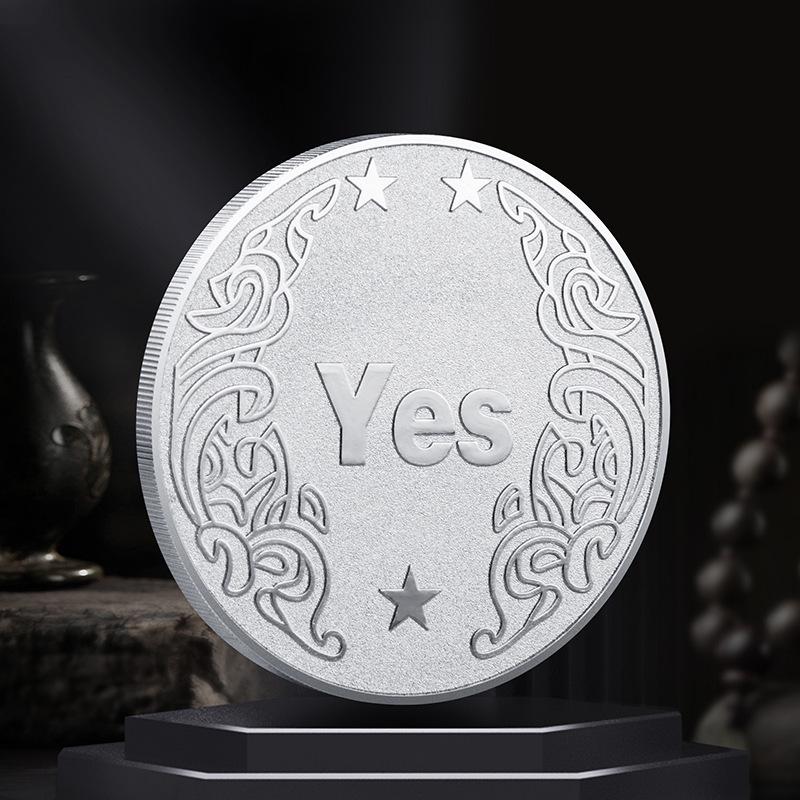 Gold-Plated YES/NO Decision Coin - Three-Dimensional Relief Commemorative Badge