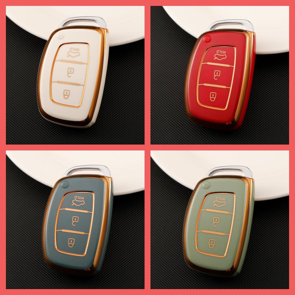 3 4 Button NEW TPU Car Smart Key Case Cover for Hyundai Tucson Santa Fe Rena Sonata Elantra Creta Ix35 Ix45 I10 I30 I40 Keychain