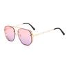Retro Round Double Beam Sunglasses Metal Hollow Large Frame Sun Glasses For Men Women Shades Outdoor Driving Goggles Uv400