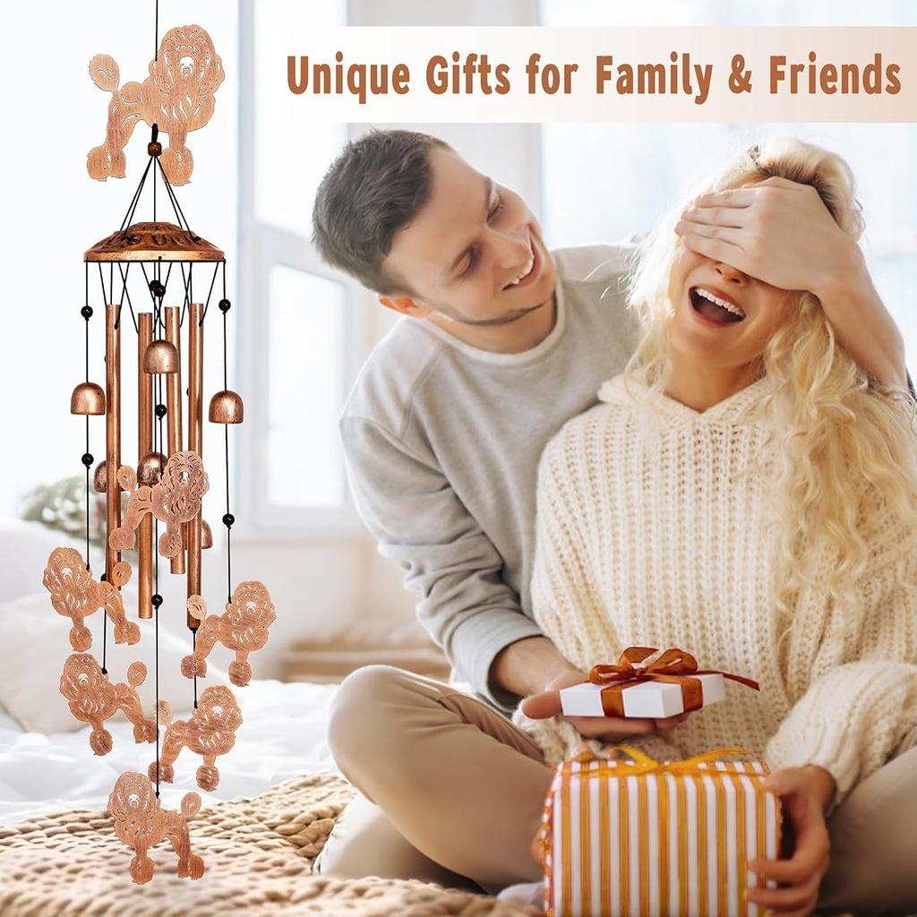Poodle Wind Chimes for Outside,Poodle Gifts for Women Men,Metal Decor