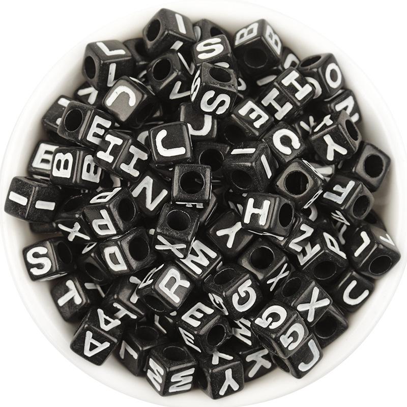 Colorful Acrylic Square Letter Beads - Large Hole English Alphabet Beads for DIY Projects