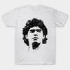 Camiseta Preta Estampada Masculina Diego Maradona Retrato Pop Art Estampa em Papel de Transferência Sem Recorte Camiseta de Algodão