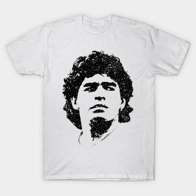 Heren Zwart Print T-shirt Diego Maradona Pop Art Portret No-Cut Transferpapier Print Katoenen T-shirt - Heren Zomer Katoen Graph...