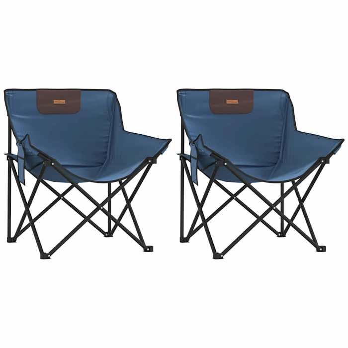 VidaXL Camping Chair with Pocket Foldable Set of 2 Blue, Folding Camping Chair, Folding Outdoor Chair, Chair of 366547