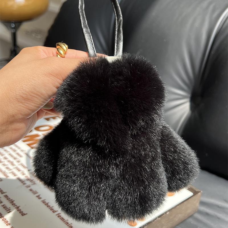Rex Rabbit Fur Keychain Small Clothes Modeling Keychain Fur Pendant Key Chain Keychain Fluffy Keyring Gift For Women Bag Charms