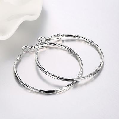 Silver Color Round Creole Hoop Earrings For Women Minimalism Ear Ring