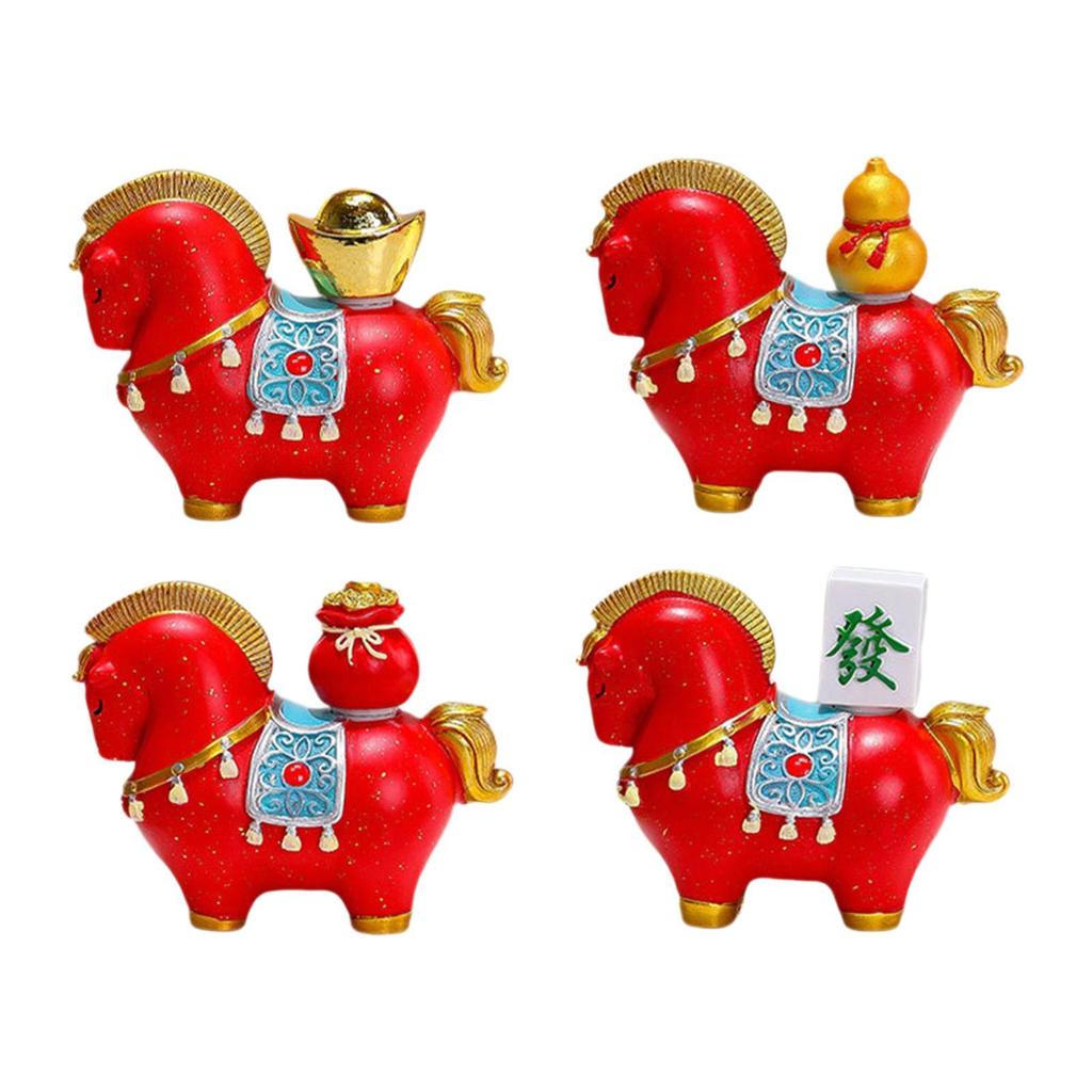 Resin Mini Horse Figurine Feng Shui Animal Statue Modern Home Decoration for Bookshelf Mantel Desk