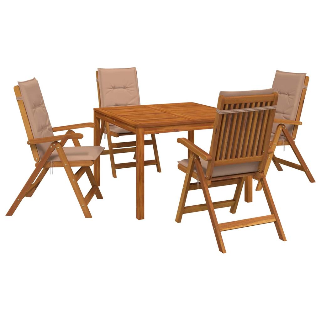 5 Piece Outdoor Dining Set Natural Solid Acacia Wood