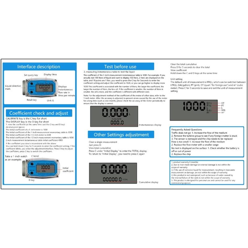 Liquid Flow Sensor Meter Flowmeter with LCD Display for Diesel-Fuel Water 1in/2in/2.5in/3in Electronic Turbine-Flowmeter
