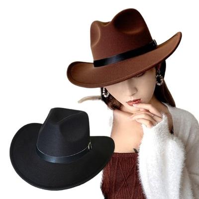 Retro Cowboy Hat Wool-Poly Jazz Cap New Gentleman Hat  Autumn Winter