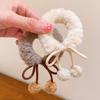 High Elastic Lamb Hair Ball Hair Ring Cute Girl Bow Hair Ring Plush Ball Head Hair Accessories