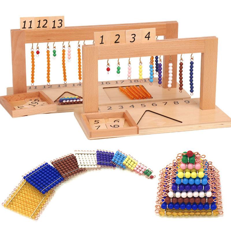 Interesting Toys Unisex Montessori Mathematics Material Pearls Learning Toys Beaded Symbols Trays Decimal Educational Counting Math Toys For Preschool