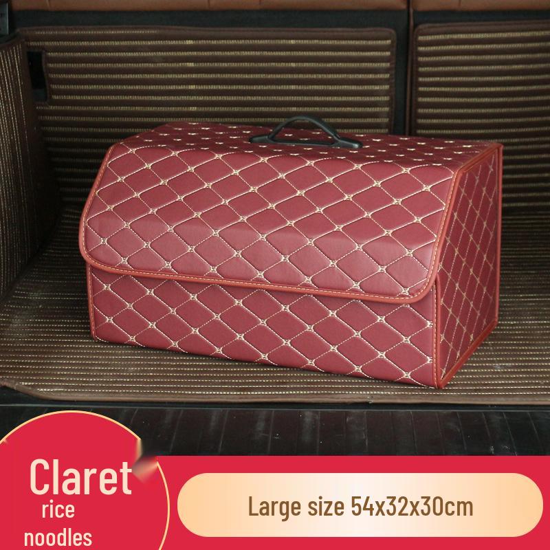 Trunk Storage Box: Multifunctional Folding Car Organizer with Logo-Printed Leather