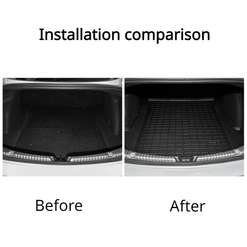 Car TPE Rear Trunk Mats for Tesla Model 3 Y 2024 Waterproof Pad Trunk Tray Carpet Mud Boot Cover Protector Floor Pad Accessories