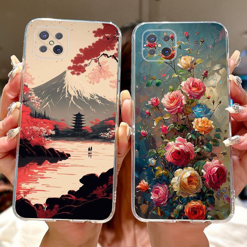 Clear For Oppo Reno 4Z 5G Case Cover CPH2065 Cute Cat Fashion Flowers Painted Soft Back Cover For Oppo Reno4 Z 5G Phone Case