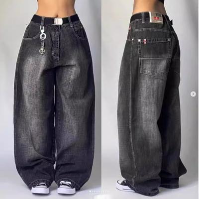 Y2K Jeans Harajuku Hip Hop Retro Schedel Grafisch Geborduurd Baggy Jeans Denim Broek Vrouwen Goth Hoge Taille Wijde Broek