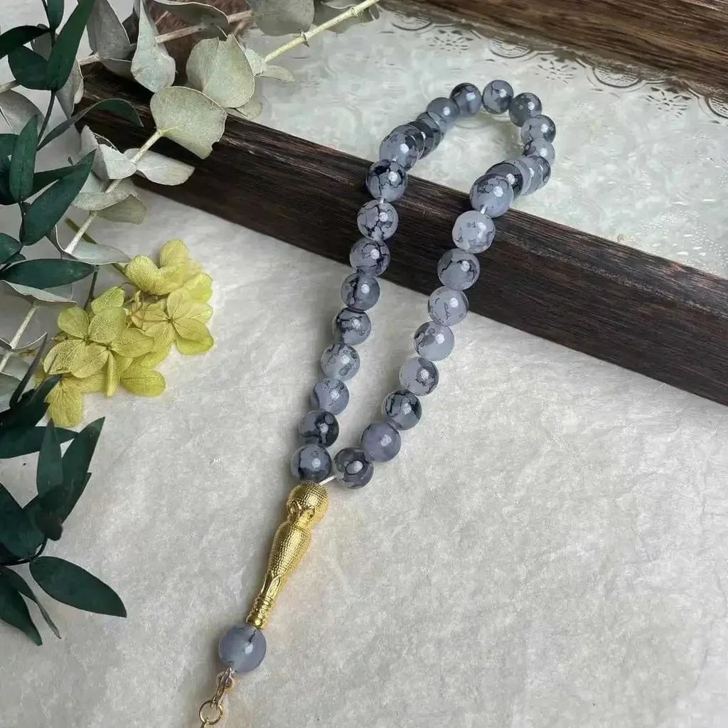 10mm 33pcs Glass Tassel Turkish Muslim Rosary Islamic Prayer Beads Bracelet for Women Jewelry Tasbih Tasbeeh Allah Mohammed