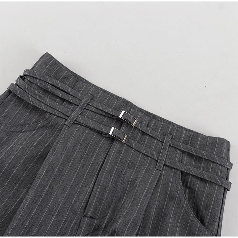 Retro Striped Casual Wide Leg Pants Spring and Summer Women's Fashion Commuting Versatile High Waist Loose Straight Leg Pants