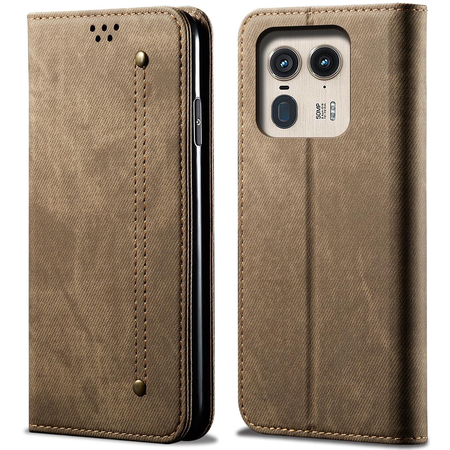 

Для Motorola Edge 50 Ultra 5G/Moto X50 Ultra 5G Чехол Флип Кожаный Чехол для Телефона Текстура Джинсовой Ткани B