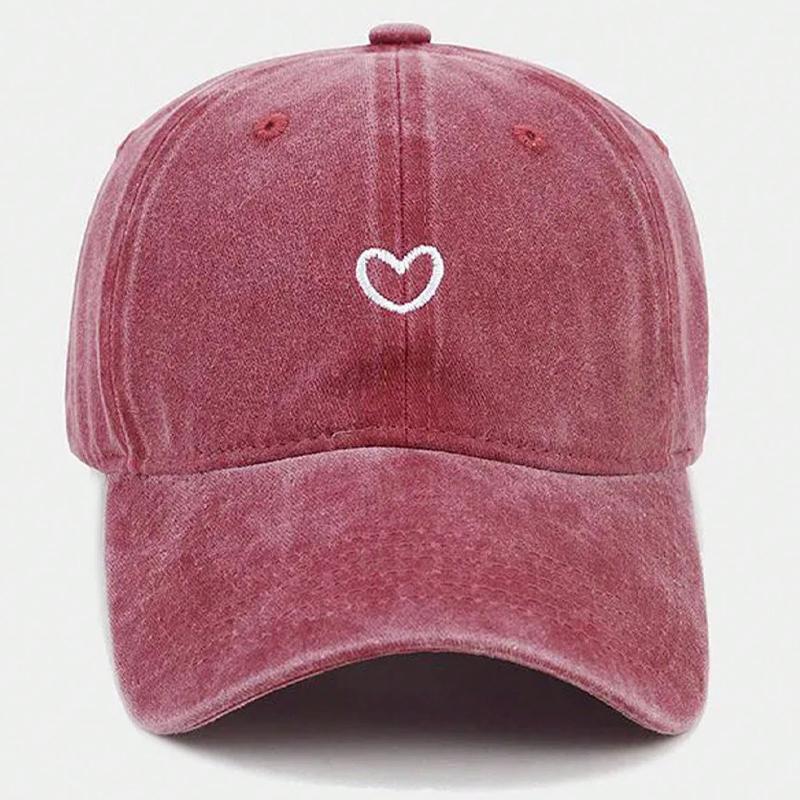 1pc Hand Drawn Heart Hat Women Embroidered Baseball Cap Cute Baseball Hat Adjustable Women Baseball Cap Baseball Cap