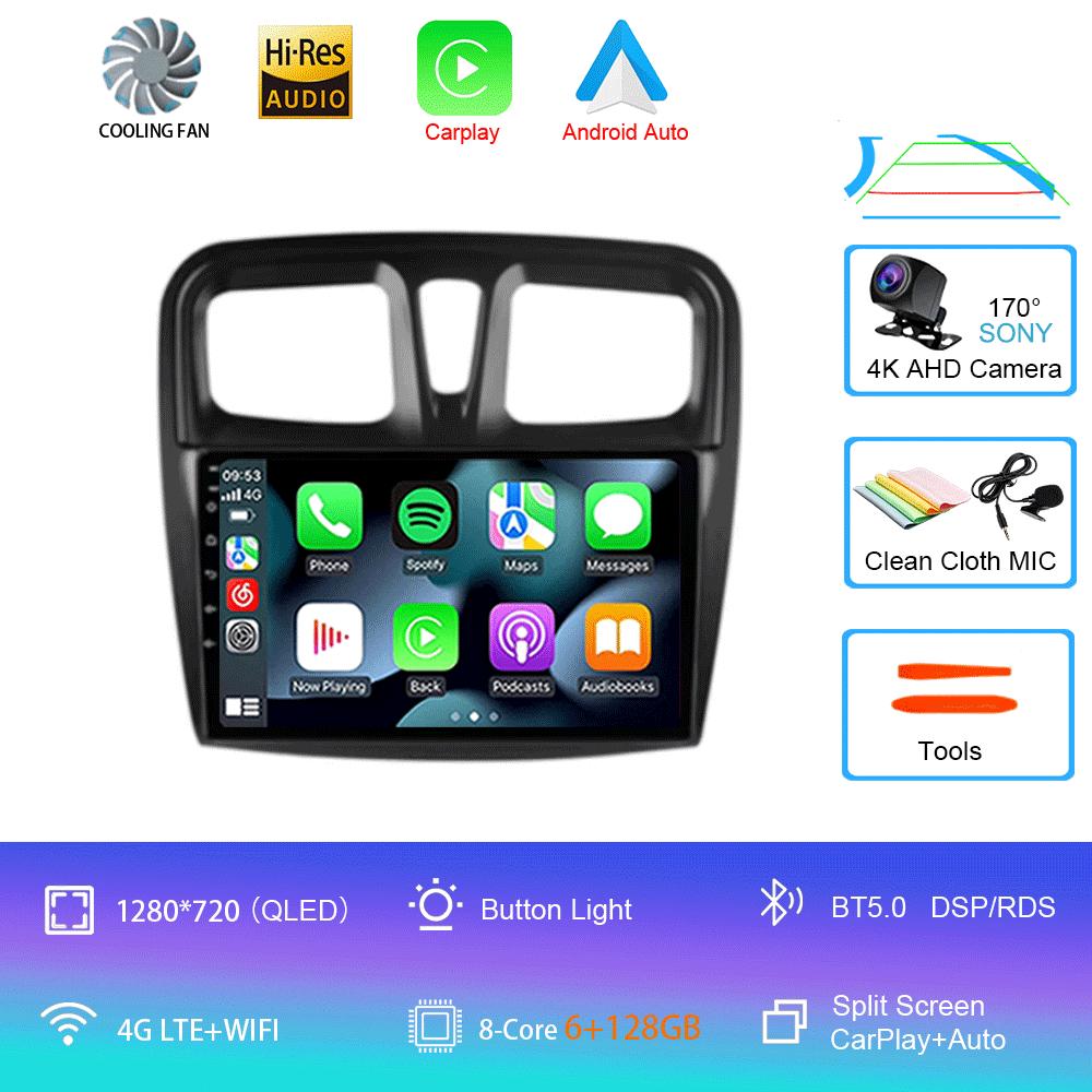 Car Radio Android 14 Carplay For Renault Logan 2 Sandero 2 2012 2013 - 2019 Navigation GPS Multimedia Player wifi+4G BT DSP 2DIN