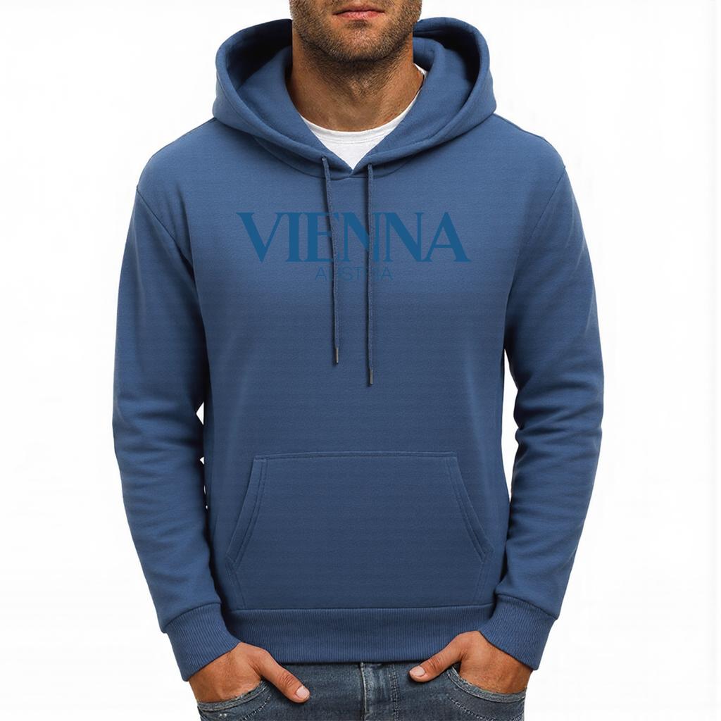 Vienna Austria Letter Design Men Hoody Hip Hop Casual Hoodie Oversized All-Match Autumn Sportswear Street Fleece Hoodies