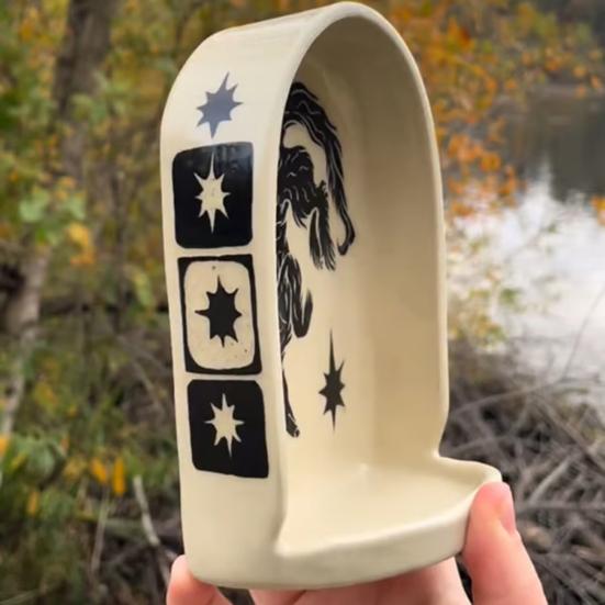 Candlestick Plate Synthetic Resin Lightweight Hand-Painted Decorative Tray with Star Owl Patterns Home Decor