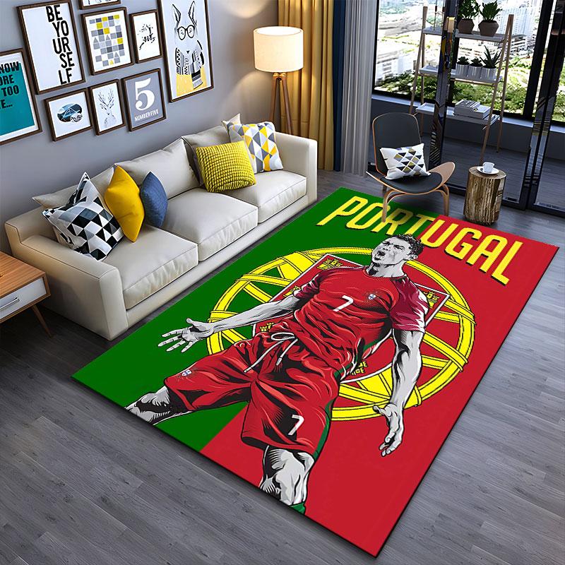 Portugal Flag Football Art suitable as a non-slip mat for the living room or bedroom sofa
