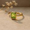 Emerald Cut Green Peridot Stone Gold Plated Ring for Women – Elegant Fashion Jewelry