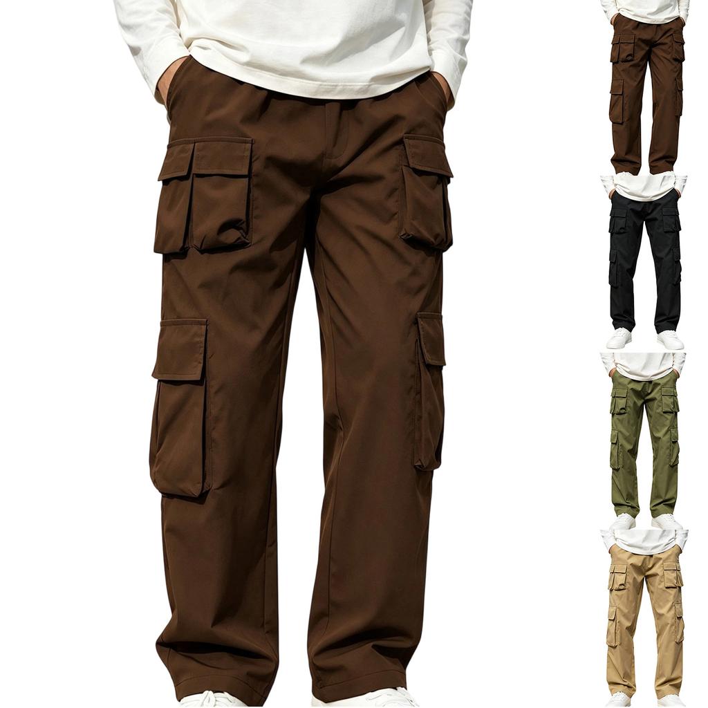 Men's Outdoor Multi-Pocket Cargo Pants Casual Hiking Trousers for Travel and Work