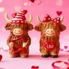 2 Pcs Valentine's Day Highland Cow Statue Cute Resin Highland Cow Figurine with Heart And Cupid Arrow for Tabletop Indoor Tiered Tray Shelf Decor