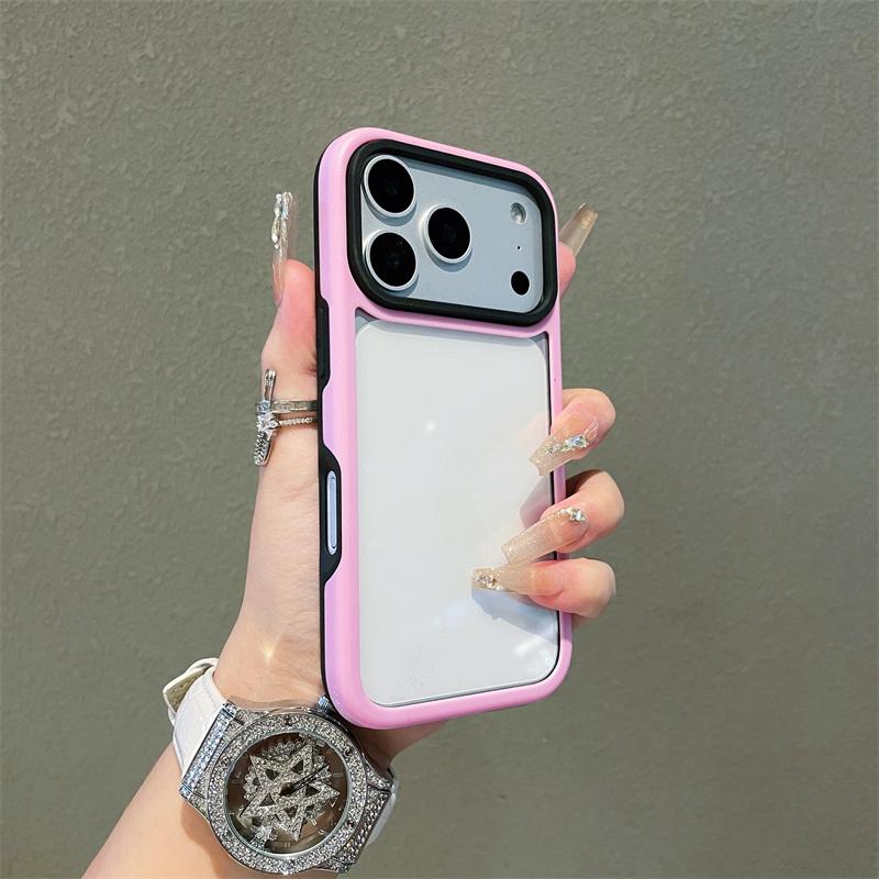 Macaron Color Collision Shockproof Acrylic Transparent Phone Case For iPhone 17 16 Plus 15 14 13 12 Pro Max 11 Clear Hard Cover