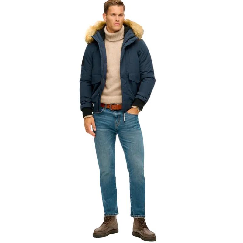 SUPERDRY Everest Puffer Jacket Full Zip with Hood Navy Blue