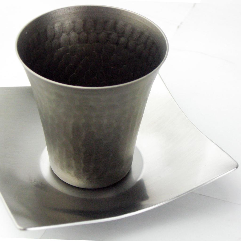 Nagao Ochoco Sake Glass 65ml Titanium with Saucer Spilled Sake Set SAKEMOOD Made in Japan