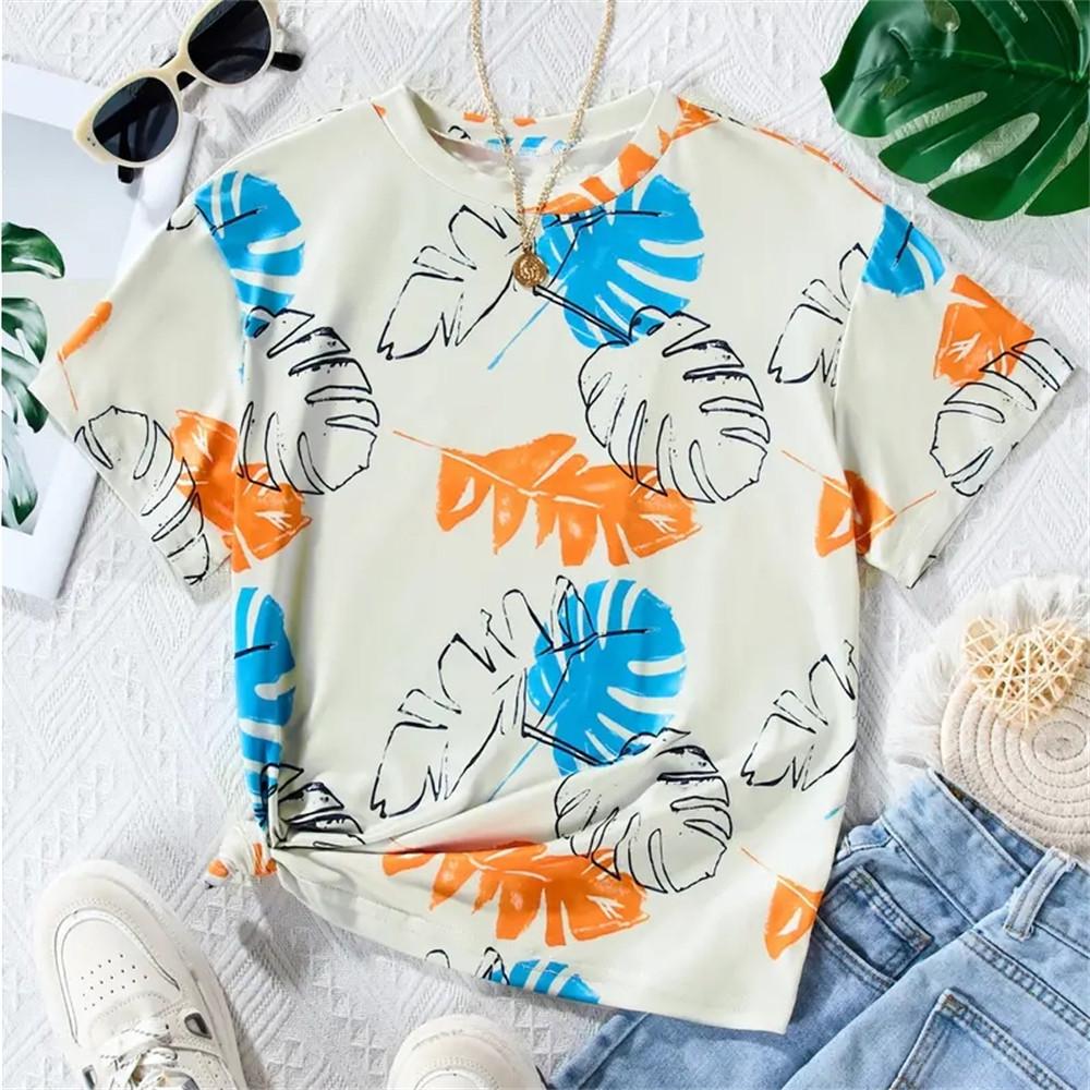 2025 Summer Kids Girl Clothes Heart Pattern Print Clothing for Girls Short Sleeve T Shirt Child Boys Fashion Outdoor O-Neck Tops