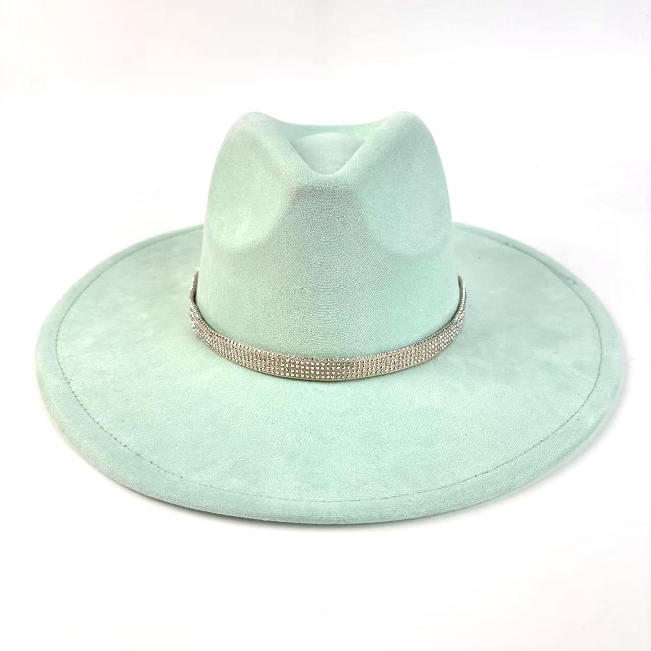 

Hat Top Hat Soft Suede Velvet Peach Top Woolen Straight Edge Flat Edge Jazz Hat M（56-58cm） світло-зелений колір