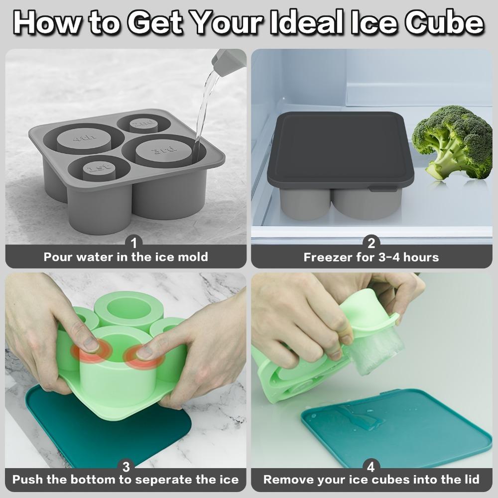 1pc/Ice Tray for Rolling Cups, New Silicone Ice Maker, for Making 4 Covered and Fridge Hollow Cylindrical Ice Molds