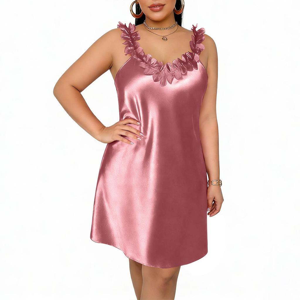 Women's Plus Size Lightweight Homewear Strapless Ice Silk Short Nightdress