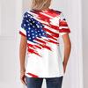 Women's T Shirt Independence Day Print Button Short Sleeve Daily Weekend Fashion Basic V- Neck Regular Top