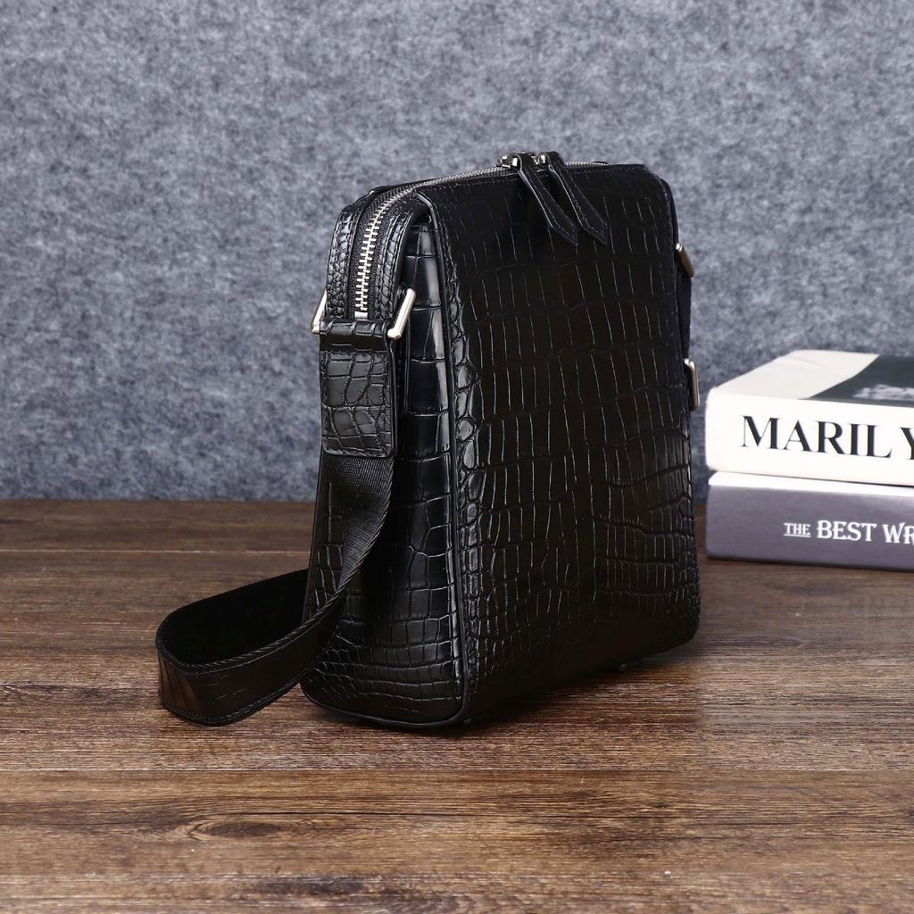 Crocodile Belly Pattern Men's Single-shoulder Crossbody Bag, Business Fashion Backpack, Trendy Men's Bag, Outdoor Small Crossbody Bag
